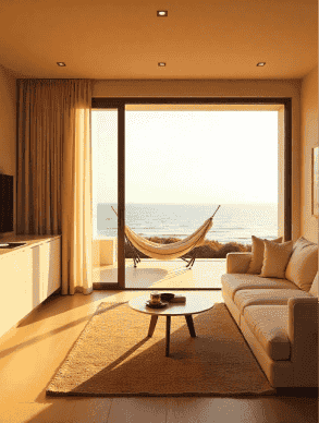 Penthouse view through sliding doors