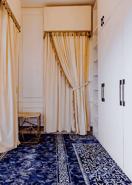 Hallway with elegant curtains